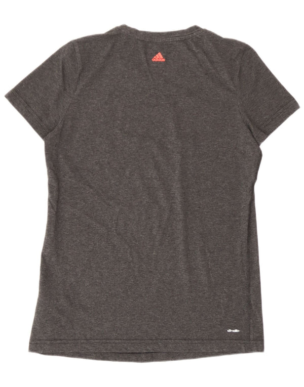 Tricou cu grafic Climalite Adidas pentru femei Top UK 16/18 Mare bumbac gri