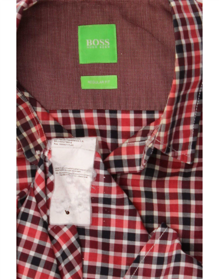Cămașă pentru bărbați Hugo Boss Regular Fit, din bumbac roșu mediu Gingham