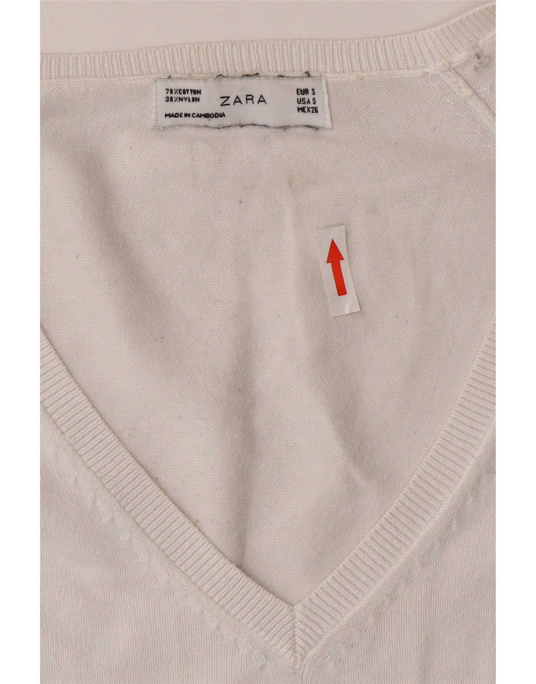 Pulover pentru femei cu decolteu în V Zara UK 10 Mic Alb