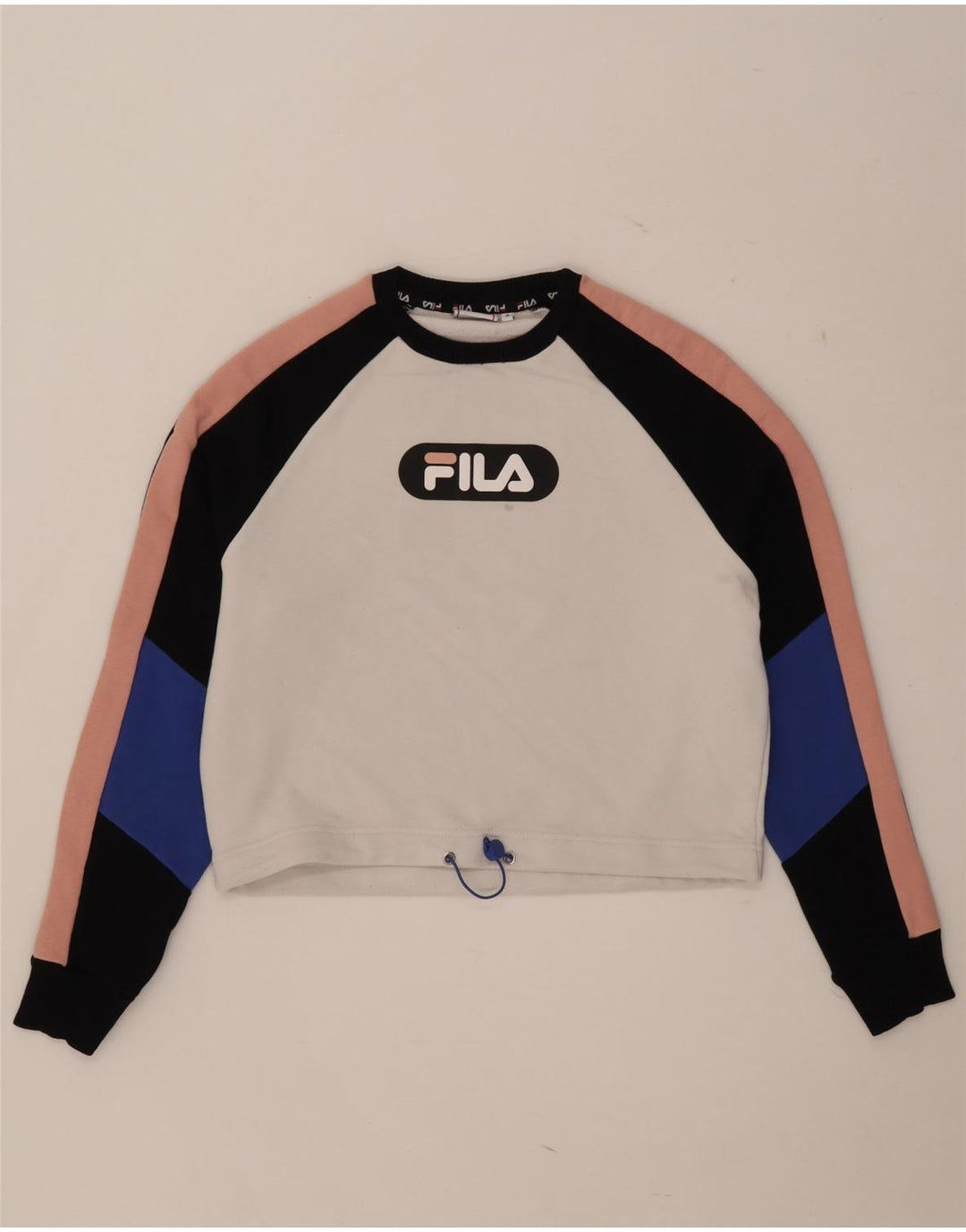 Pulover oversized Crop Fila pentru femei UK 10 Small White Colorblock