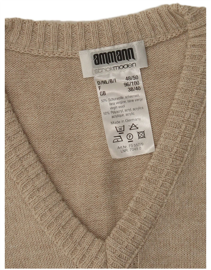 Strickmoden Mens Vest Tank Top UK 38/40 Medium Bej Geometric Poliacrilic