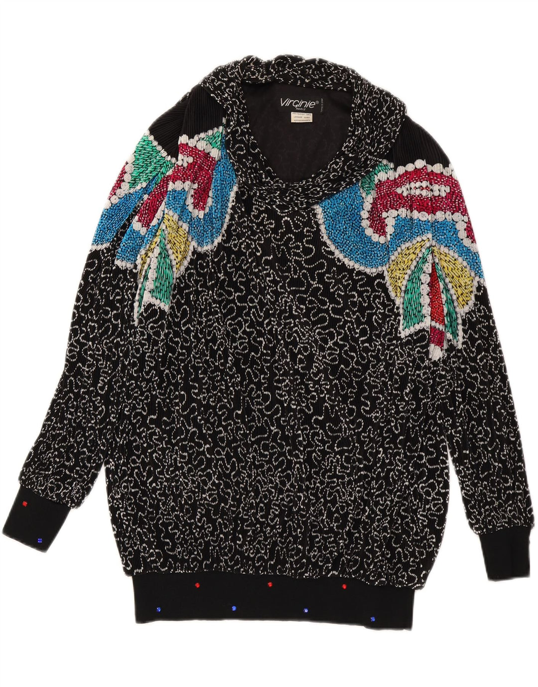 VIRGINIE Pulover supradimensionat cu decolteu în V pentru femei UK 18 XL Negru