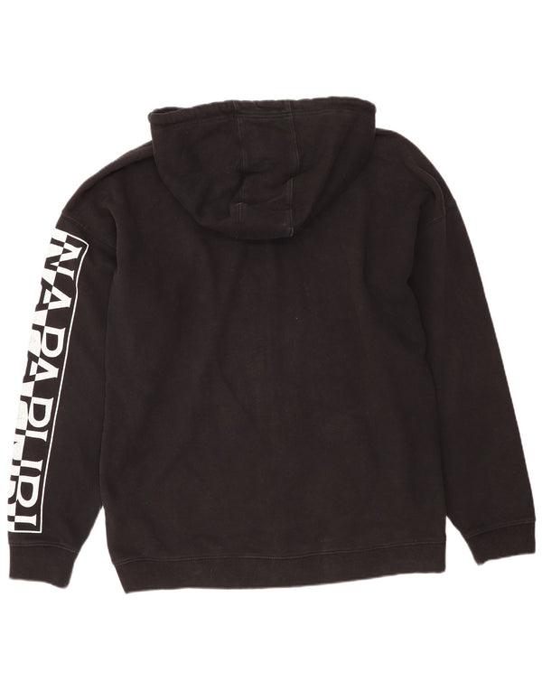 Pulover Napapijri Geographic Graphic Loose Fit, cu capota, XL, negru