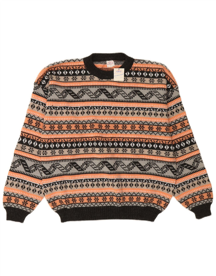 Pulover VINTAGE pentru femei cu gât roșu și pulover UK 16 mare, multicolor