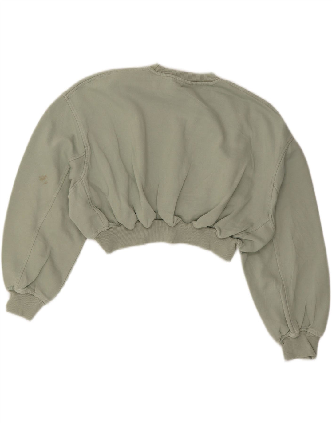 Pulover pentru femei ZARA cu mâneci 3/4, bumbac verde mediu UK 14