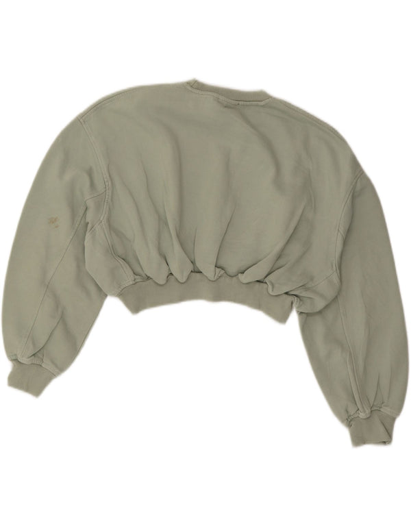 Pulover pentru femei ZARA cu mâneci 3/4, bumbac verde mediu UK 14