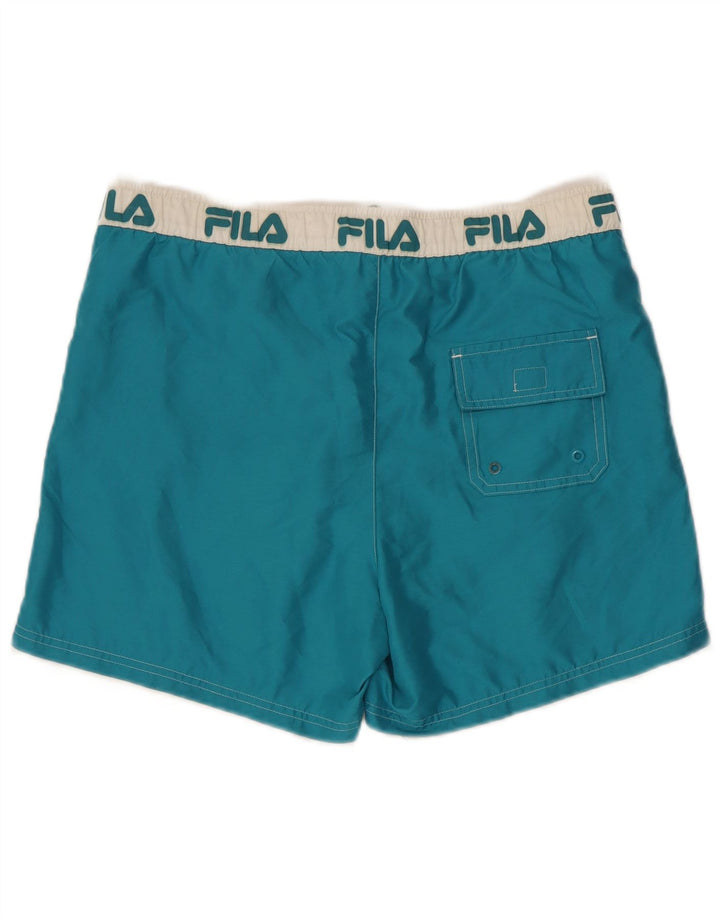Pantaloni scurți de înot cu grafică Fila pentru bărbați, albastru mediu, poliester color bloc