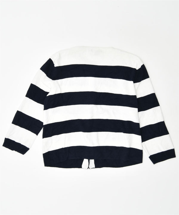 Pulover cardigan CHAPS pentru femei UK 18 XL bumbac cu dungi albe