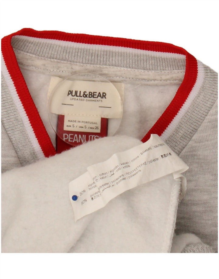 Pull & Bear Pull & Bear Pulover pentru bărbați Peanuts Graphic Pulover mic, gri, bumbac