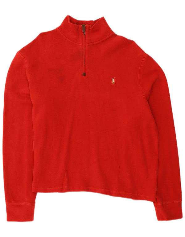 Pulover pentru femei Polo Ralph Lauren, supradimensionat, cu fermoar și gât, UK 18 XL, roșu