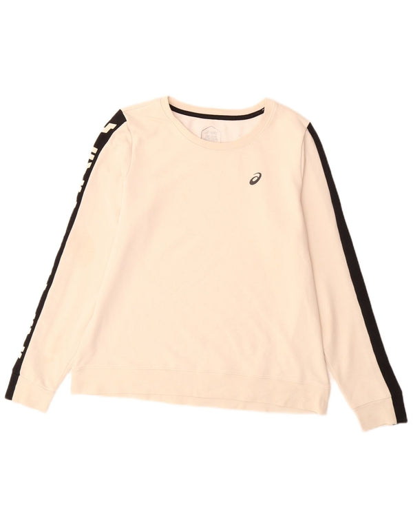 Pulover cu grafic pentru femei Asics UK 14 Medium Bej Colorblock