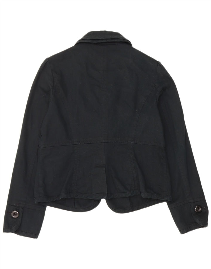 Sacou blazer pentru femei Monsoon cu 1 nasture UK 16 mare, bumbac bleumarin