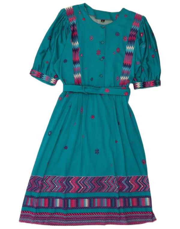 Rochie A-Line Vintage pentru femei IT 46 Large Blue Geometric