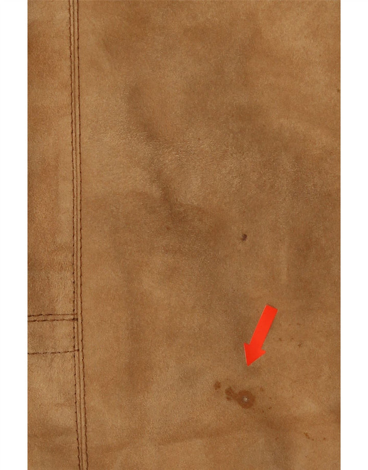 Pardesiu bărbătesc din shearling VINTAGE UK 38 din piele maro medie