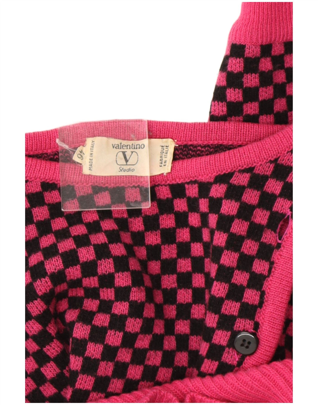 Pulover Valentino pentru damă, cu gât de barcă, IT 46, lână vichy, roz mare