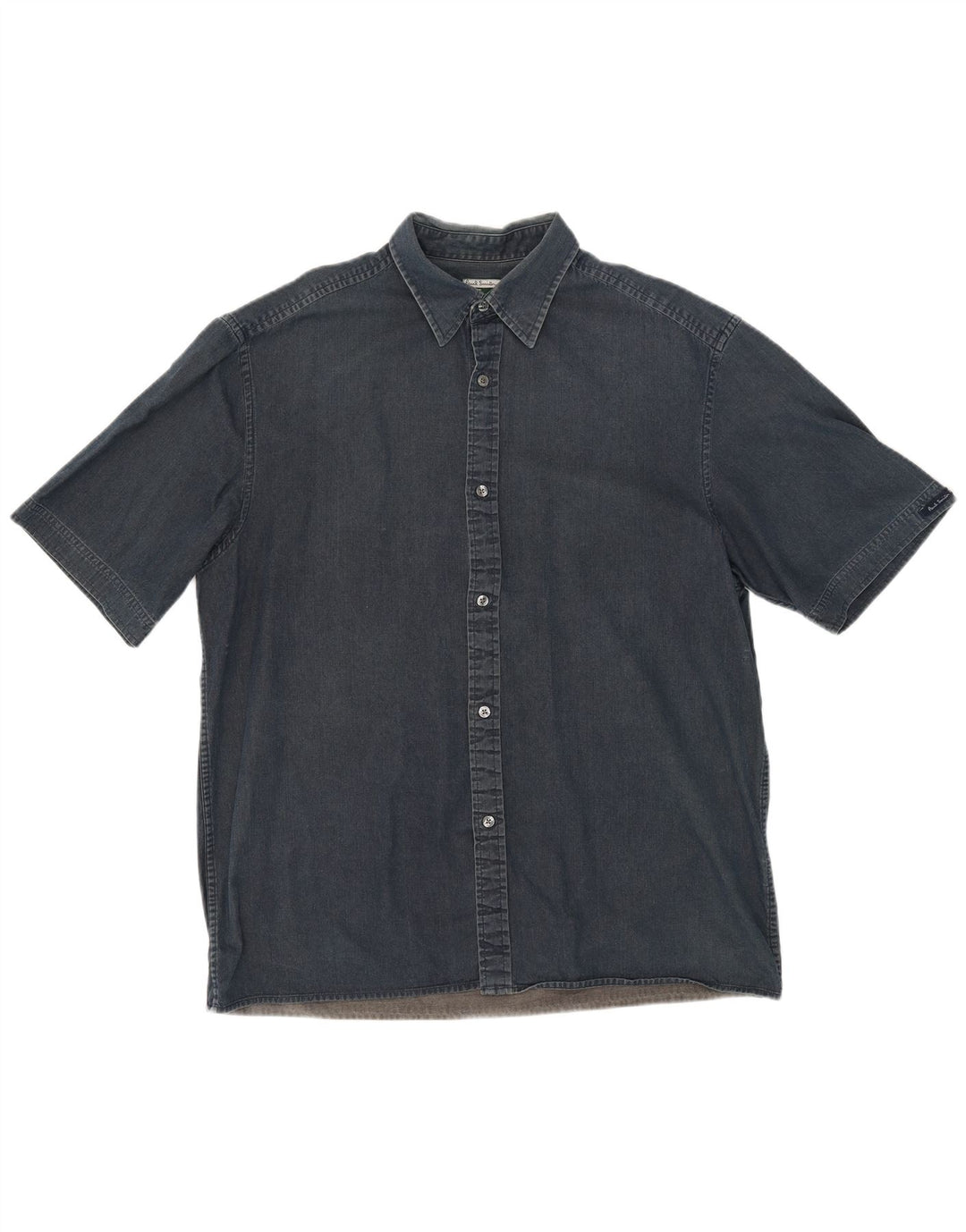 Paul Smith Mens Short Sleeve Denim Shirt Large Navy Blue Cotton
