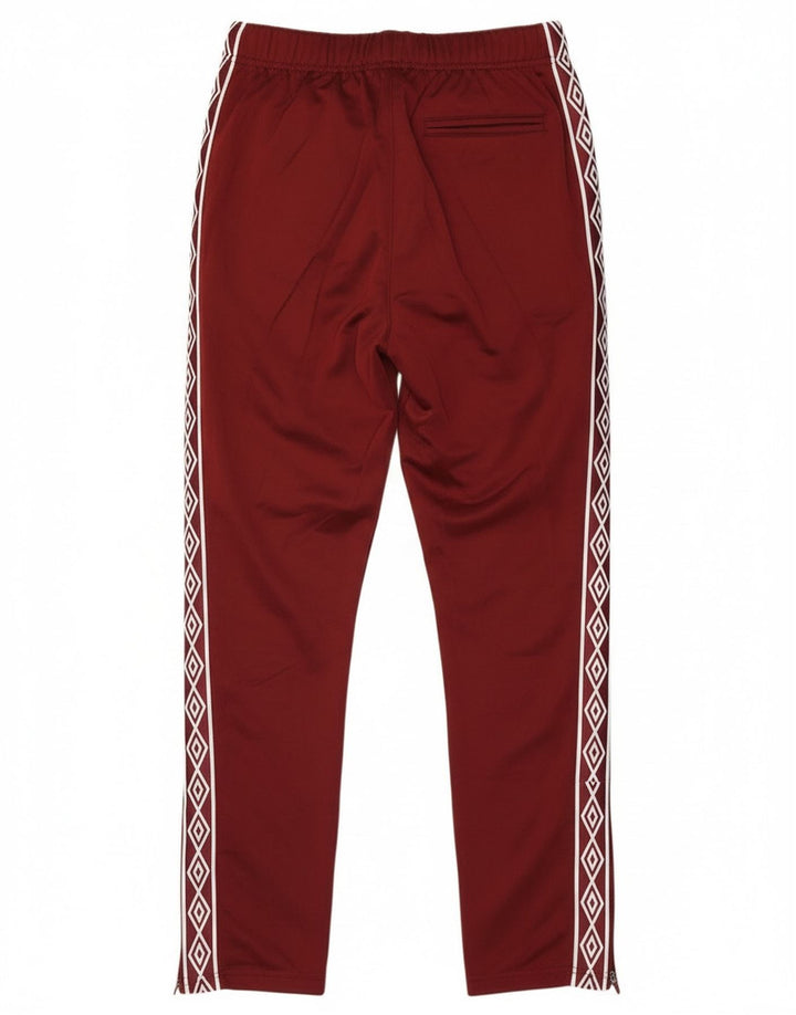 Pantaloni de trening grafic Umbro pentru bărbați, poliester mic de culoare burgundă
