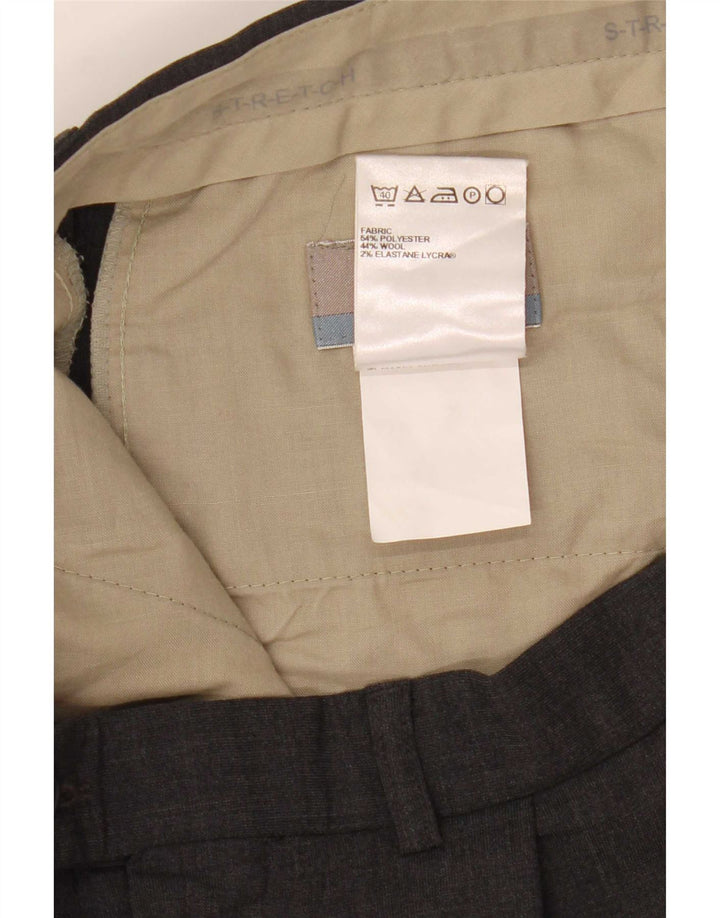 Marks & Spencer Pantaloni de costum croiți pentru bărbați L34 L28 Poliester gri