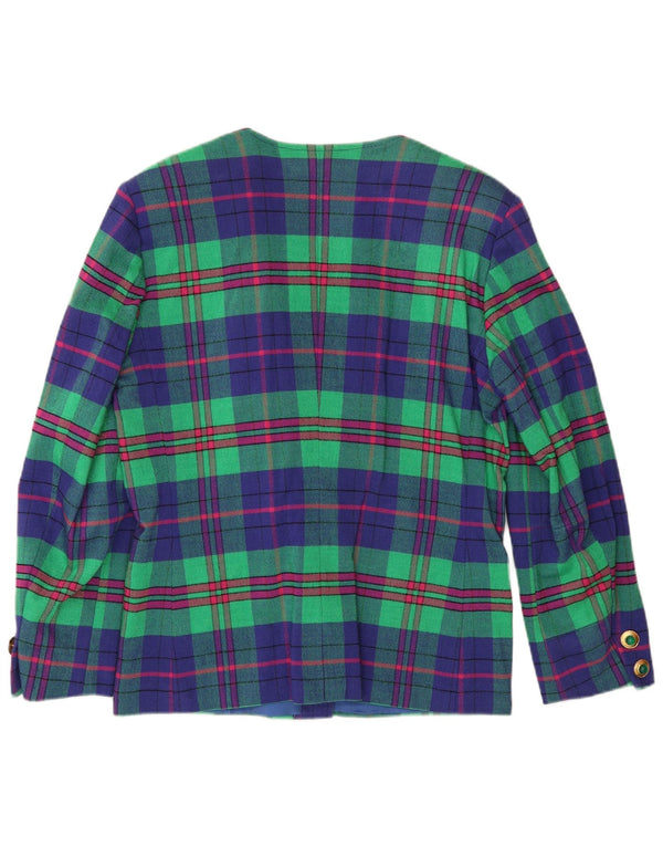 Blazer Vintage pentru femei cu 4 nasturi, UK 14 Medium Blue Check