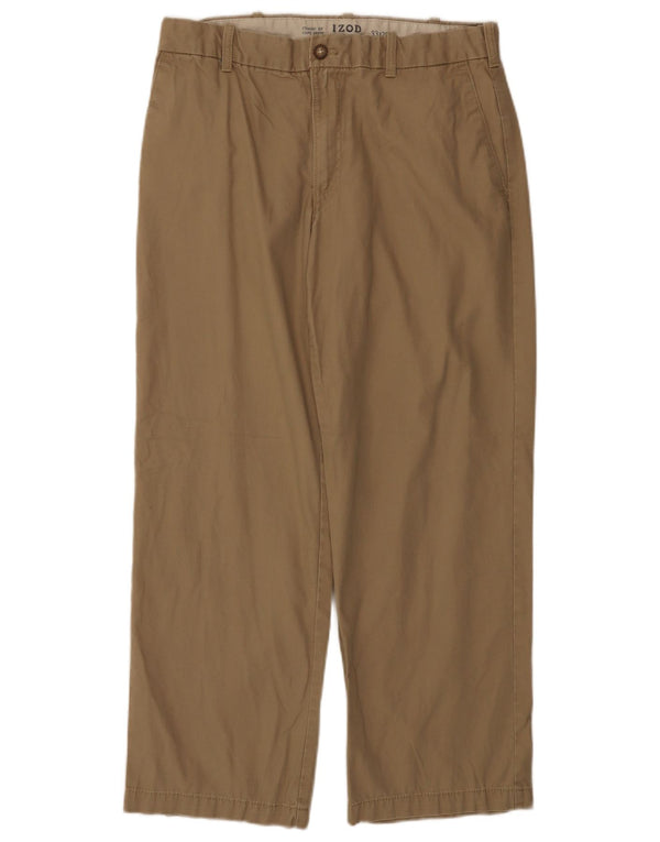 Pantaloni chino drept bărbați Izod, apă sărată, L33 L29, bumbac kaki