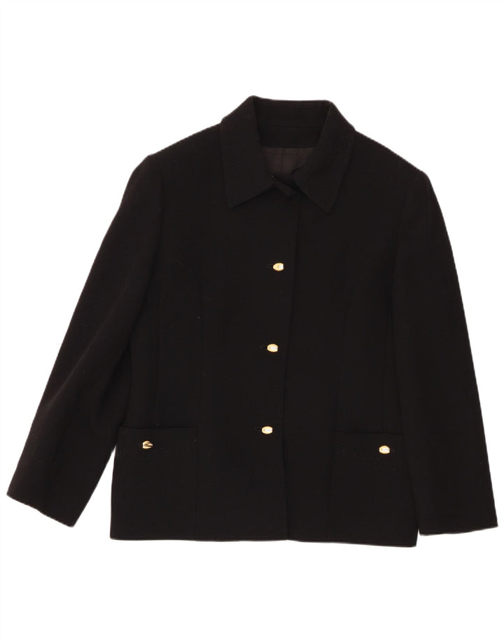 Blazer Vintage pentru femei cu 3 nasturi, UK 18 XL, lână neagră