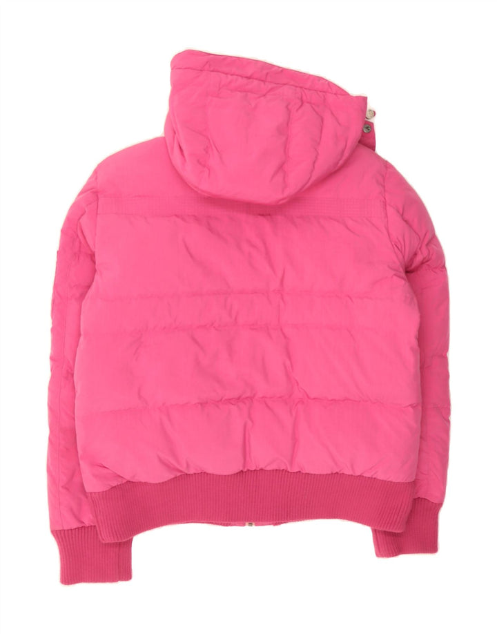 DIADORA Womens Hooded Bomber Padded Jacket UK 16 Large Pink Polyester Vintage Diadora and Second-Hand Diadora from Messina Hembry 