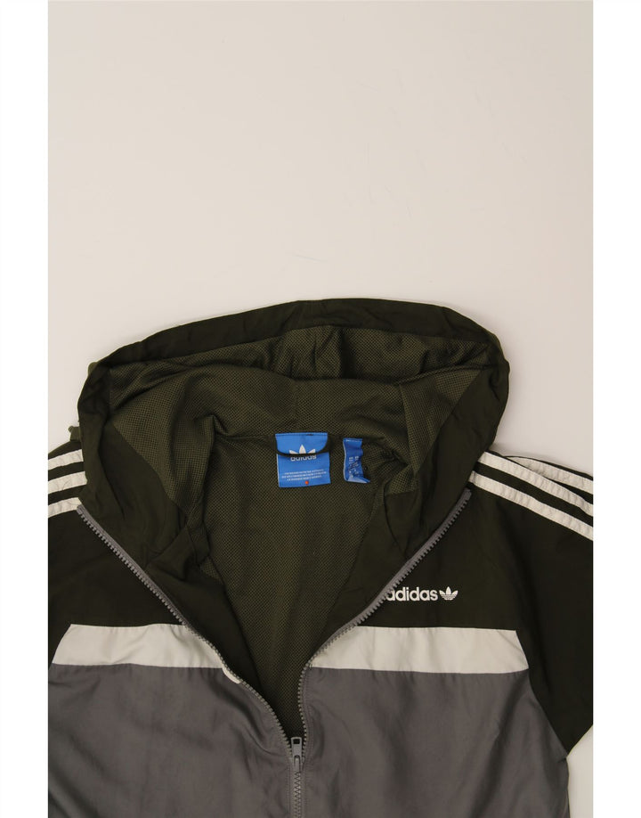 ADIDAS Mens Zip Hoodie Sweater XS Grey Colourblock Polyester Vintage Adidas and Second-Hand Adidas from Messina Hembry 