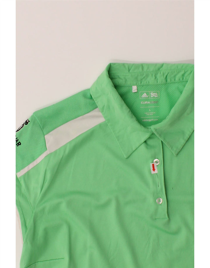 ADIDAS Womens Climacool Polo Shirt UK 16 Large Green Colourblock Polyester Vintage Adidas and Second-Hand Adidas from Messina Hembry 
