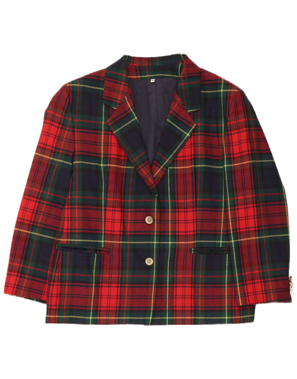 Jachetă vintage pentru femei cu 2 nasturi IT 48 XL în carouri multicolore