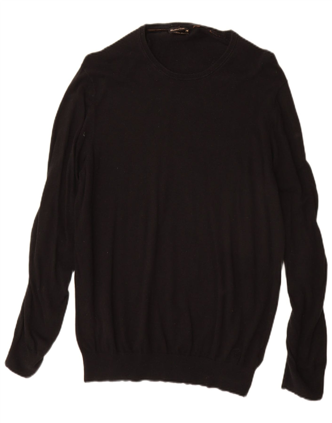 Massimo Dutti Pulover pentru bărbați cu gât de barcă, bumbac mic, negru