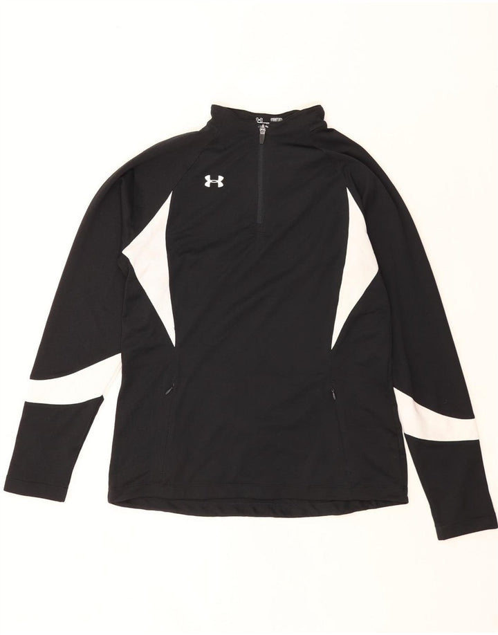 Top de trening Under Armour pentru bărbați, cu fermoar și gât, negru, colorblock