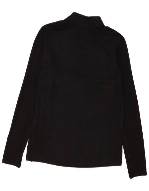 Top de trening pentru bărbați Dri Fit, cu fermoar și gât, din poliester negru