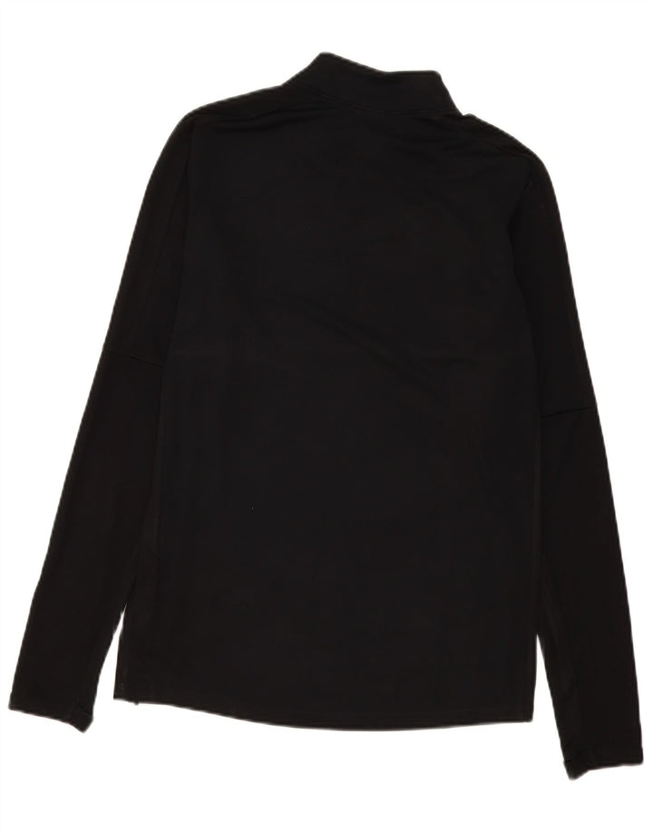 Top de trening pentru bărbați Dri Fit, cu fermoar și gât, din poliester negru