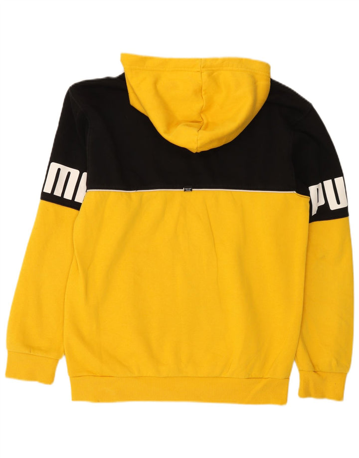 Pulover Puma pentru bărbați cu hanoră grafică, galben mic, color bloc