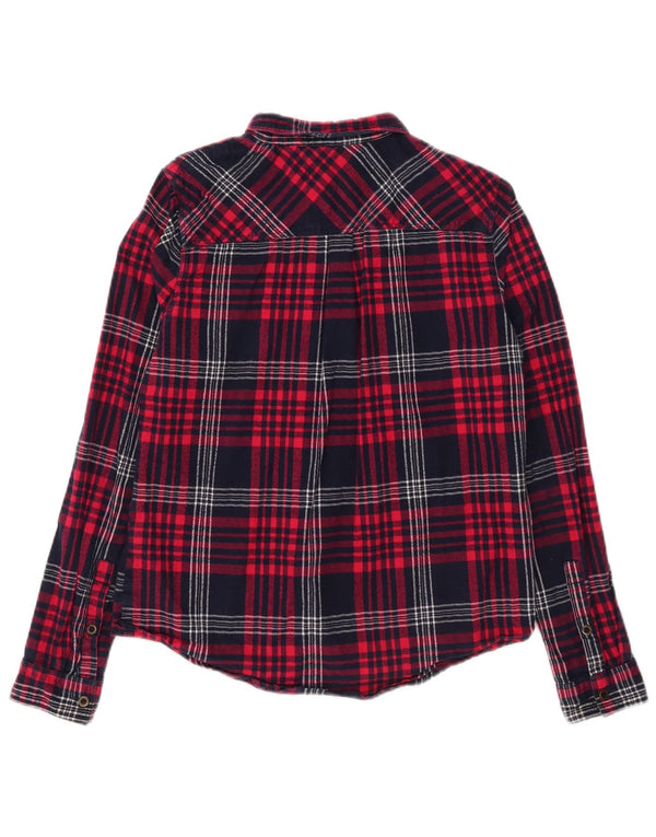 Cămașă de flanel pentru femei Superdry UK 14, bumbac cu carouri roșii medii