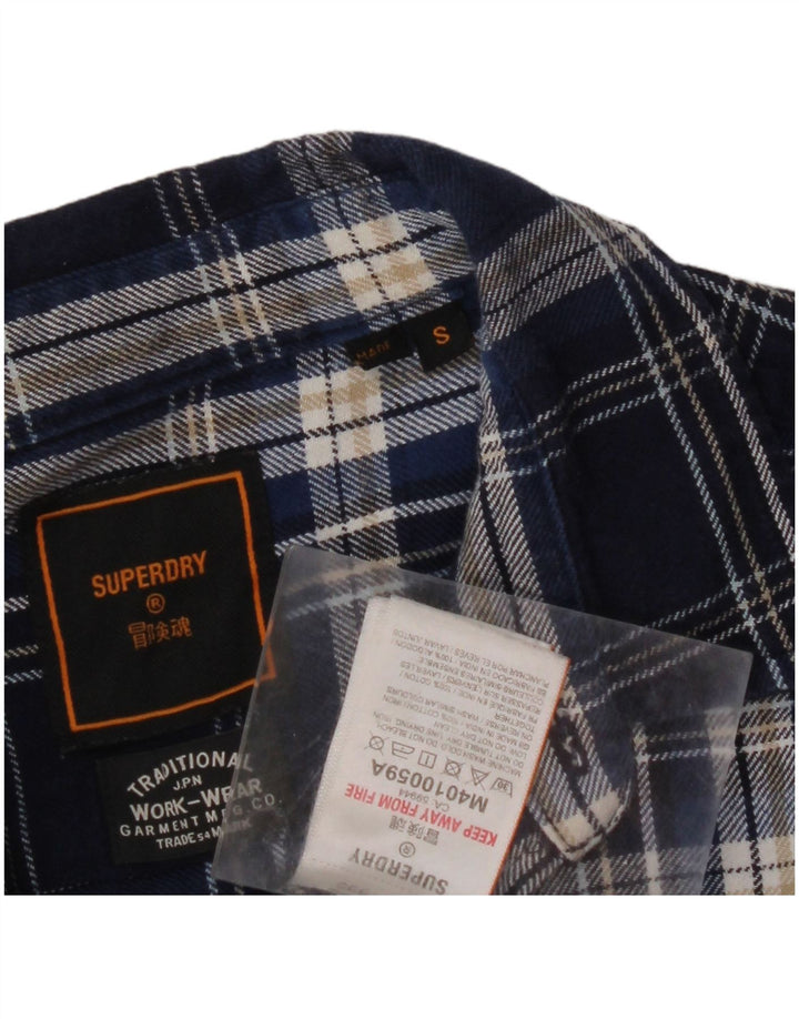Cămașă de flanel pentru bărbați SUPERDRY, bumbac cu carouri albastre mici