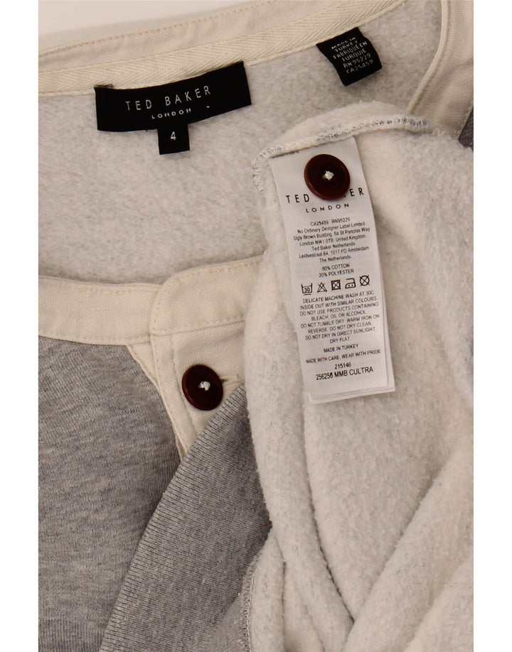 TED BAKER Mens Sweatshirt Jumper Size 4 Large Grey Colourblock Cotton