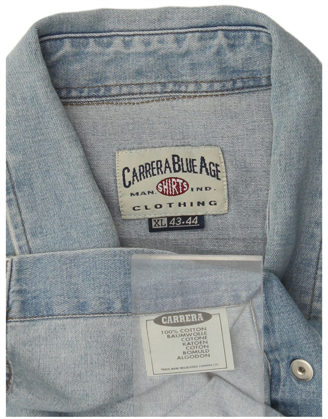 Cămașă din denim fără mâneci pentru bărbați CARRERA Mărimea 43/44 XL Bumbac albastru