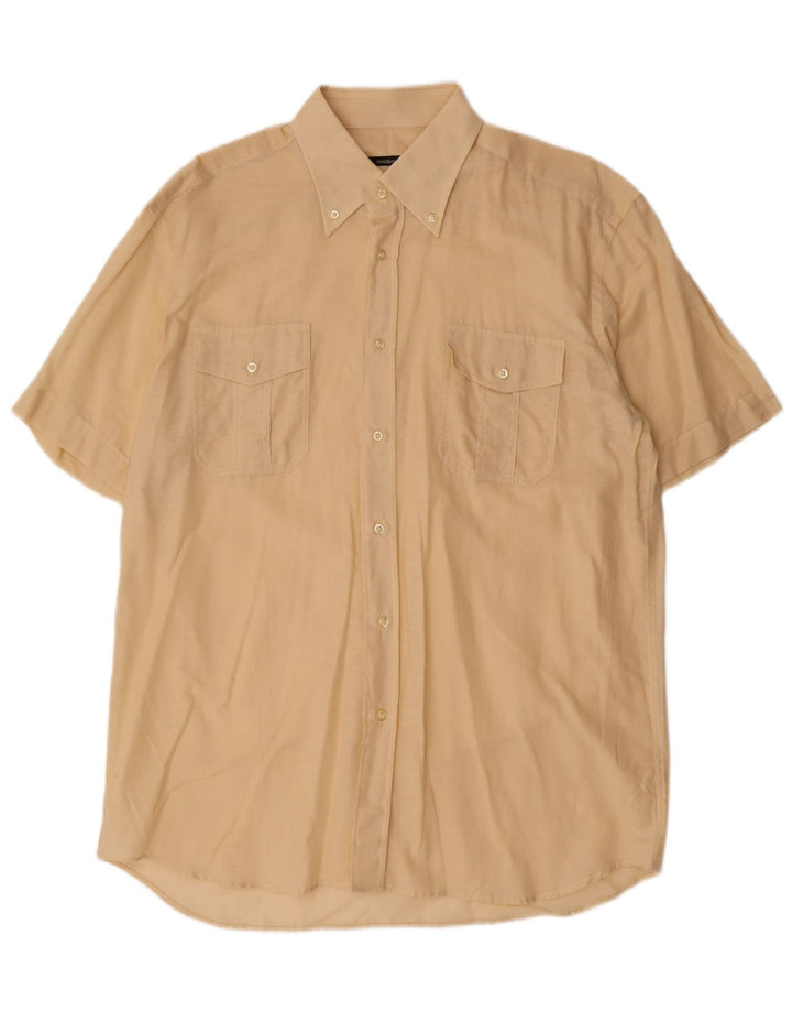 ROCCOBAROCCO Mens Short Sleeve Shirt Size 41 16 Large Beige