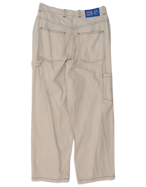 Pantaloni Cargo Drepți Vintage Bărbați Mici L29 L28 Bumbac Alb