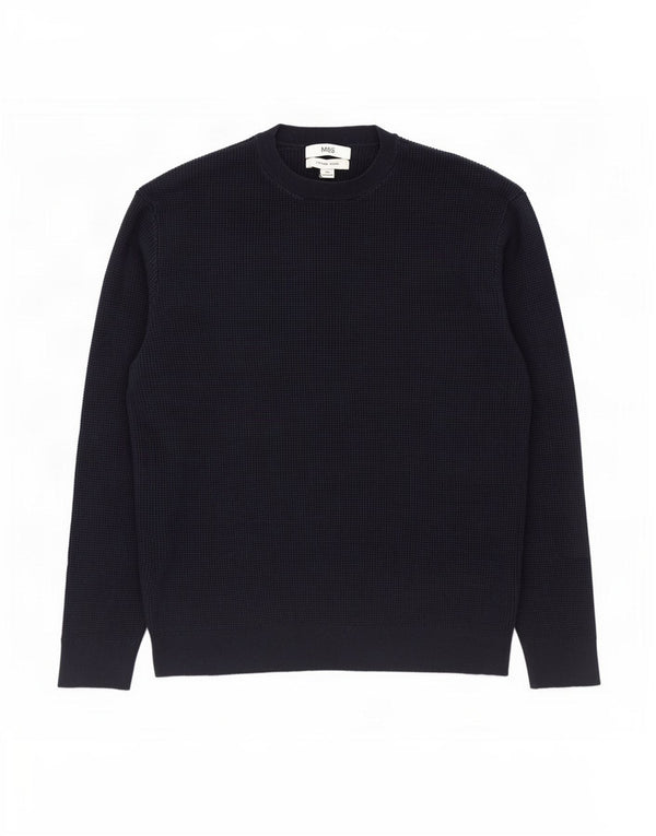 Pulover pentru bărbați Marks & Spencer, cu gât crew, 2XL, bumbac bleumarin