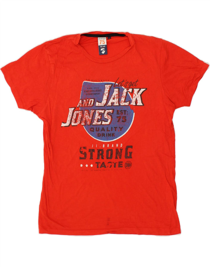 JACK & JONES Mens Graphic T-Shirt Top XL Red Vintage Jack & Jones and Second-Hand Jack & Jones from Messina Hembry 
