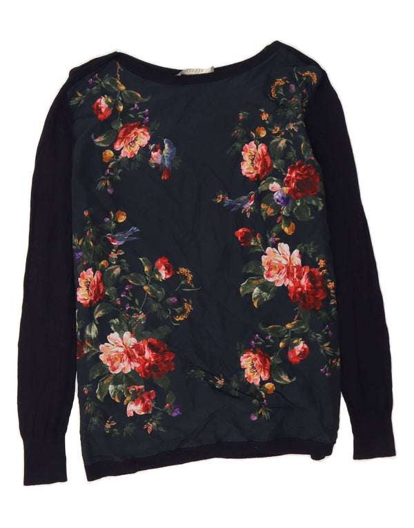Pulover OASIS pentru femei cu gât de barcă, UK 6 XS, albastru marin, viscoză florală