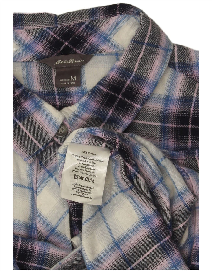 Cămașă de flanel pentru femei Eddie Bauer UK 14, bumbac carouri violet mediu
