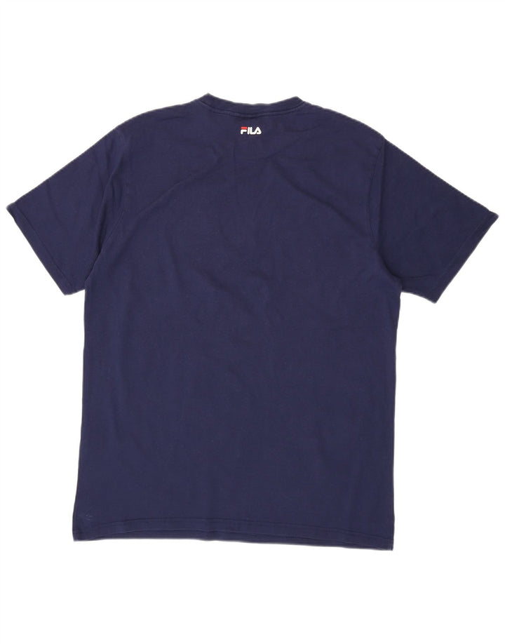 FILA Mens Graphic T-Shirt Top Large Navy Blue Cotton