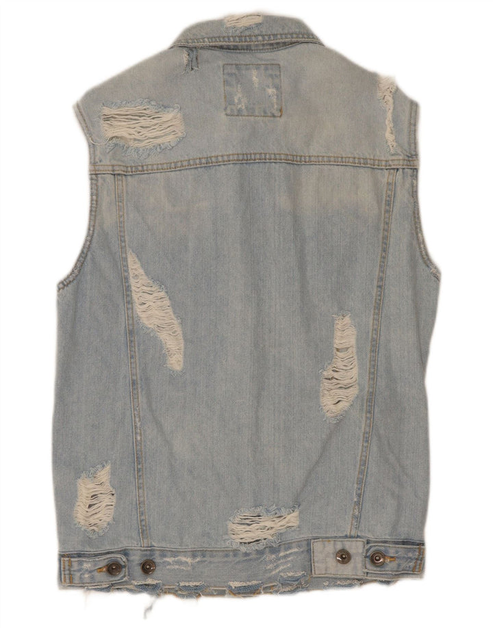 Gilet pentru bărbați din denim învechit Zara UK 38, bumbac albastru mediu