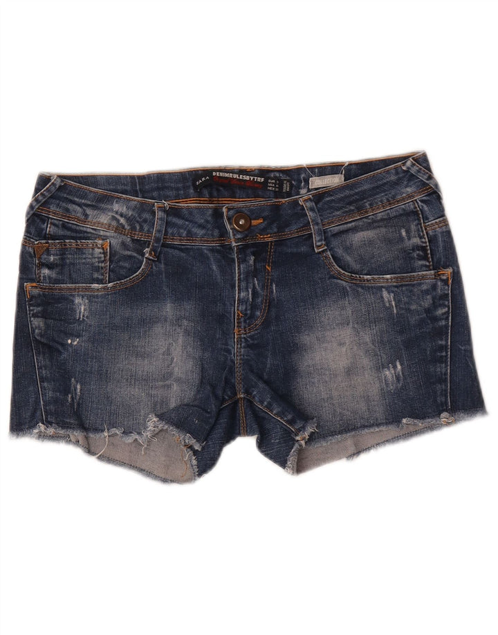 Pantaloni scurți din denim învechit pentru femei Zara EU 38 Mici W28 Albastru
