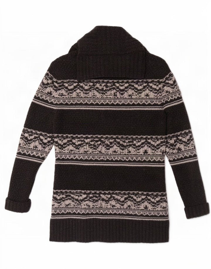 Pulover cardigan pentru femei Fat Face UK 12 Medium Gri Fair Isle Lambswool
