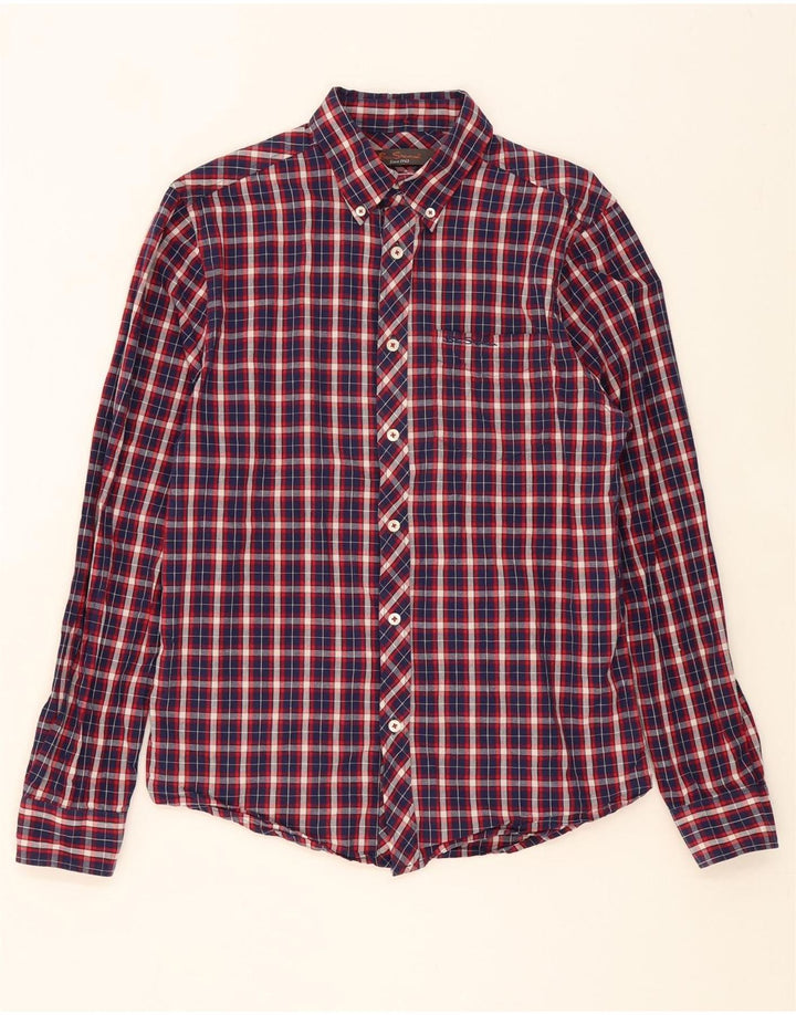 BEN SHERMAN Mens Shirt Small Navy Blue Check Cotton Vintage Ben Sherman and Second-Hand Ben Sherman from Messina Hembry 