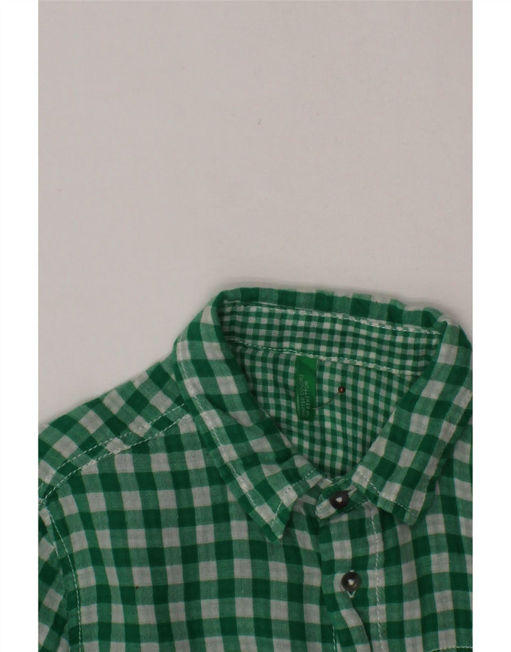 Camasa cu maneca scurta BENETTON pentru baieti 10-11 ani verde vichy
